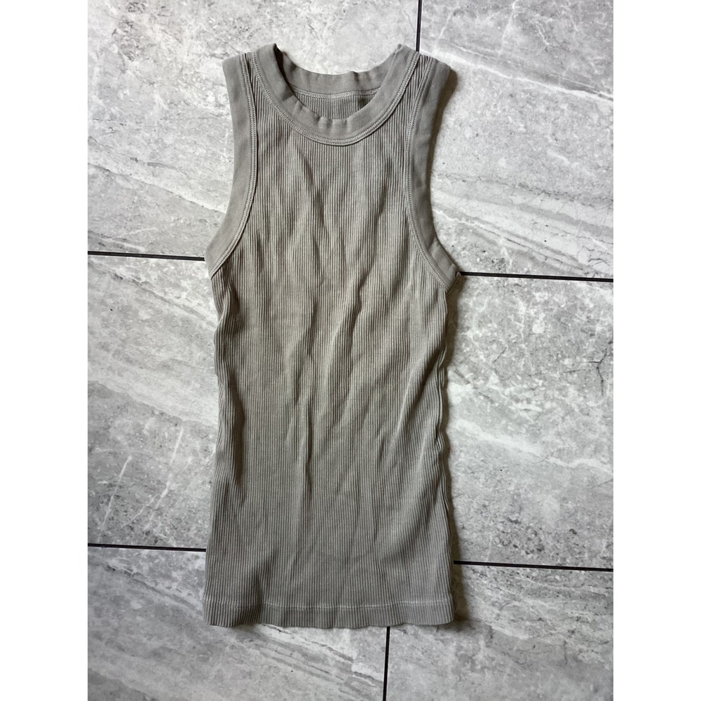Agolde Leigh Tank Top Womens XS Mushroom Taupe Ribbed Racerback A7421-1206